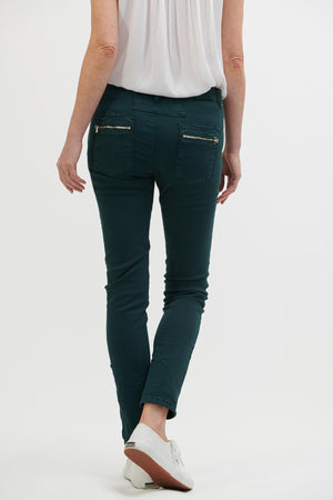 ITALIAN STAR Button Jeans - Pine Green Jeans - Zabecca Living