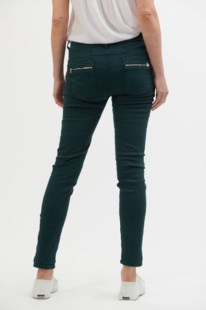 ITALIAN STAR Button Jeans - Pine Green Jeans - Zabecca Living