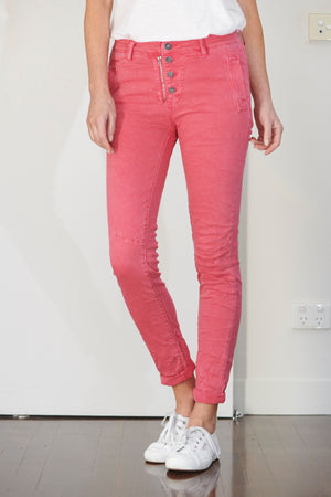 ITALIAN STAR Button Jeans - Raspberry JEANS - Zabecca Living