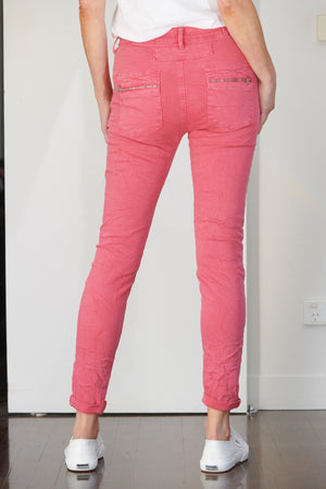 ITALIAN STAR Button Jeans - Raspberry JEANS - Zabecca Living