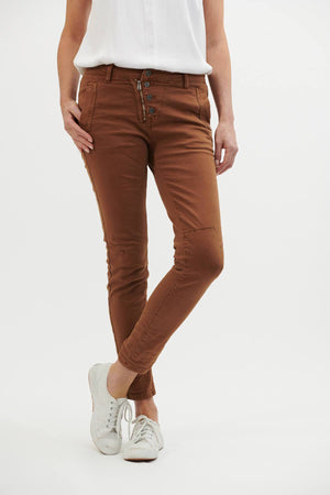 ITALIAN STAR Button Jeans - Rust Jeans - Zabecca Living