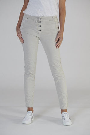 ITALIAN STAR Button Jeans - Sand JEANS - Zabecca Living