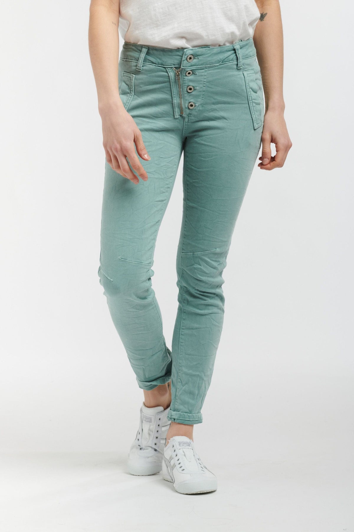 ITALIAN STAR Button Jeans - Seafoam JEANS - Zabecca Living