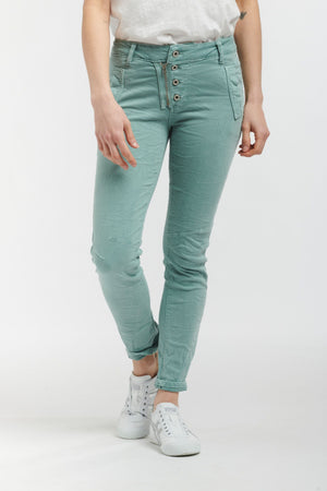 ITALIAN STAR Button Jeans - Seafoam JEANS - Zabecca Living