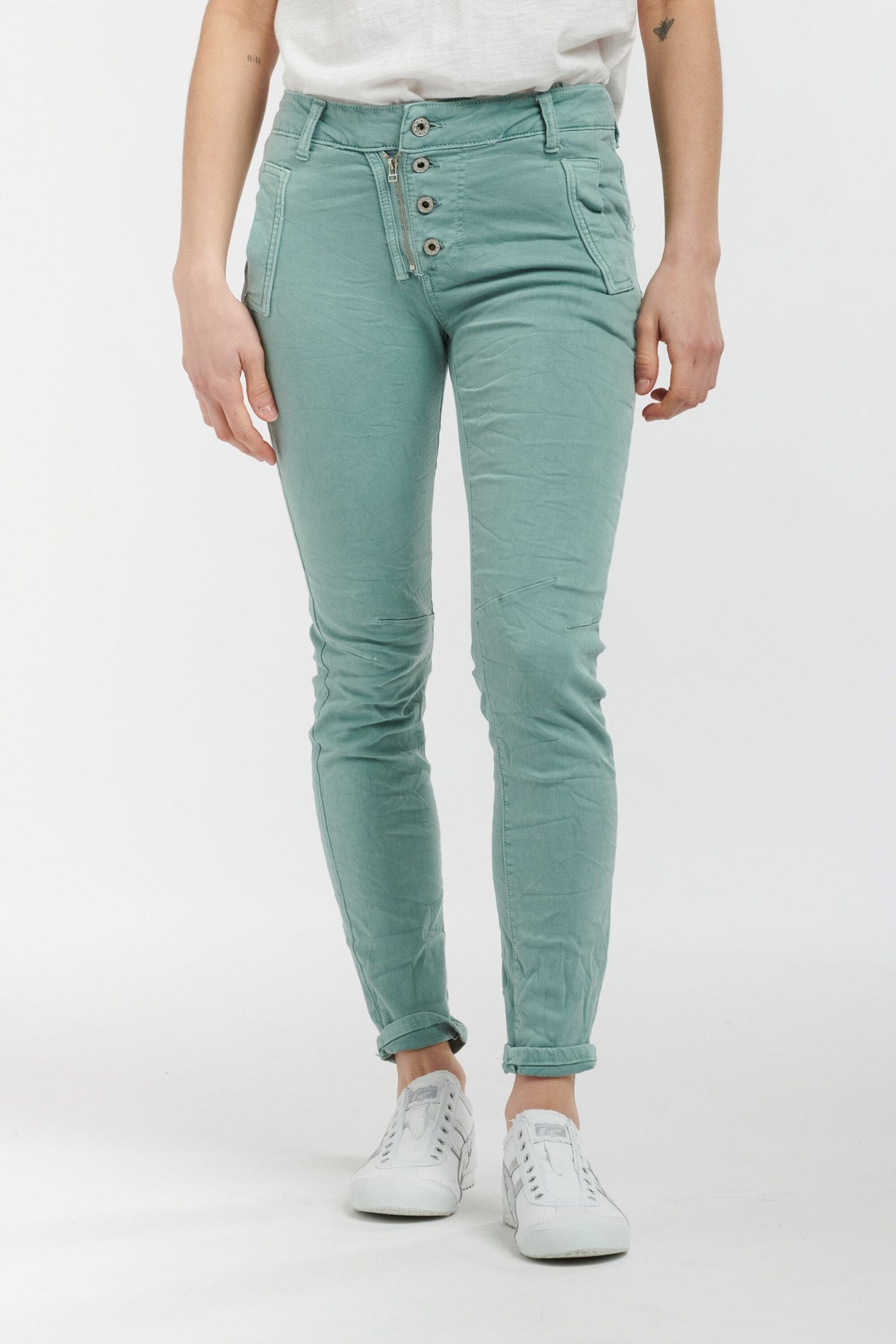 ITALIAN STAR Button Jeans - Seafoam JEANS - Zabecca Living