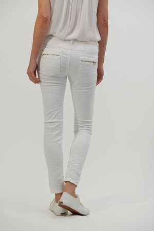 ITALIAN STAR Button Jeans - White JEANS - Zabecca Living