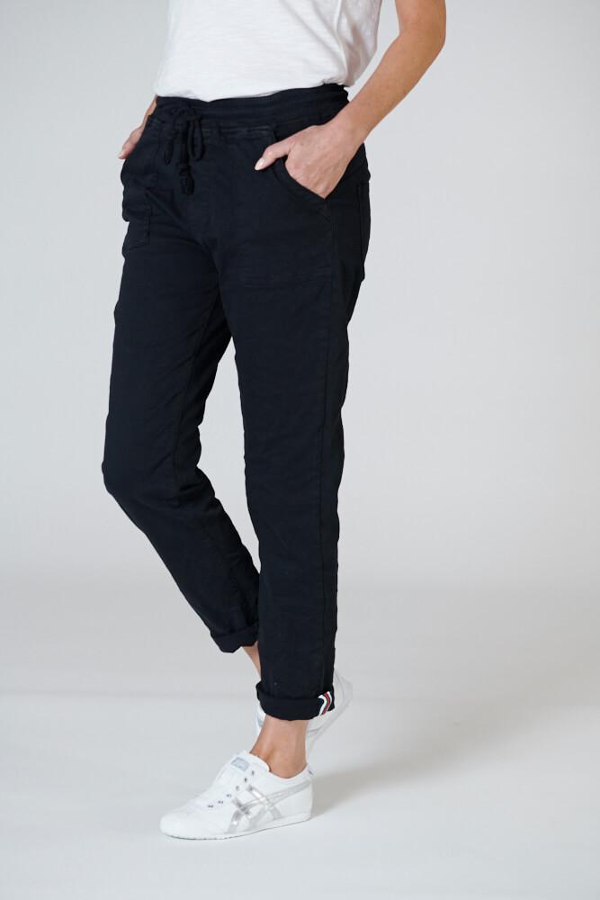 ITALIAN STAR Classic Polo Drill Jogger - Black PANTS - Zabecca Living