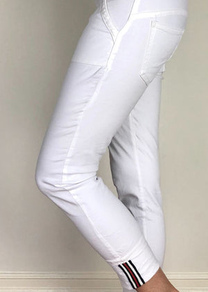 ITALIAN STAR Classic Polo Drill Jogger - White JEANS - Zabecca Living
