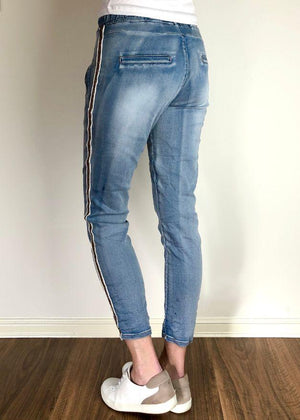 ITALIAN STAR Denim Jogger with Gold Trim JEANS - Zabecca Living