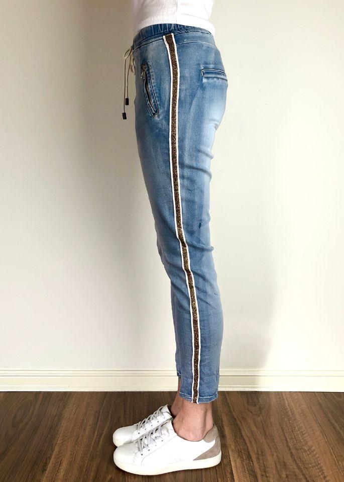 ITALIAN STAR Denim Jogger with Gold Trim JEANS - Zabecca Living