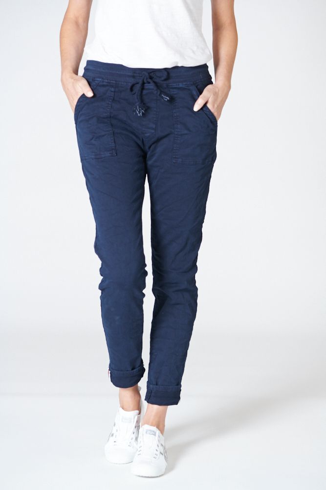 ITALIAN STAR Drill Jogger with Lurex Trim - Ink JEANS - Zabecca Living
