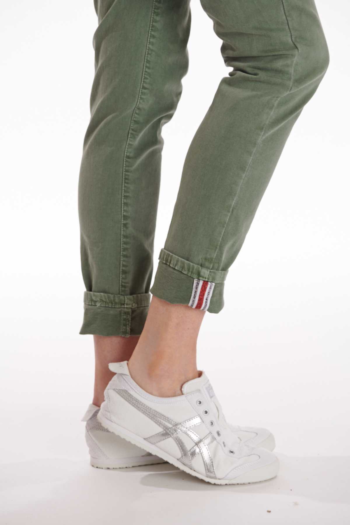 ITALIAN STAR Drill Jogger with Lurex Trim - Khaki JEANS - Zabecca Living