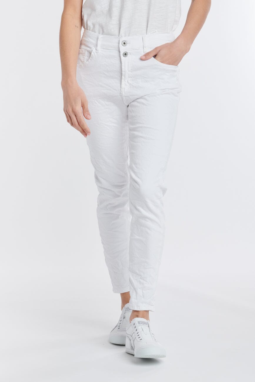 ITALIAN STAR Emma Stretch Jeans - White JEANS - Zabecca Living