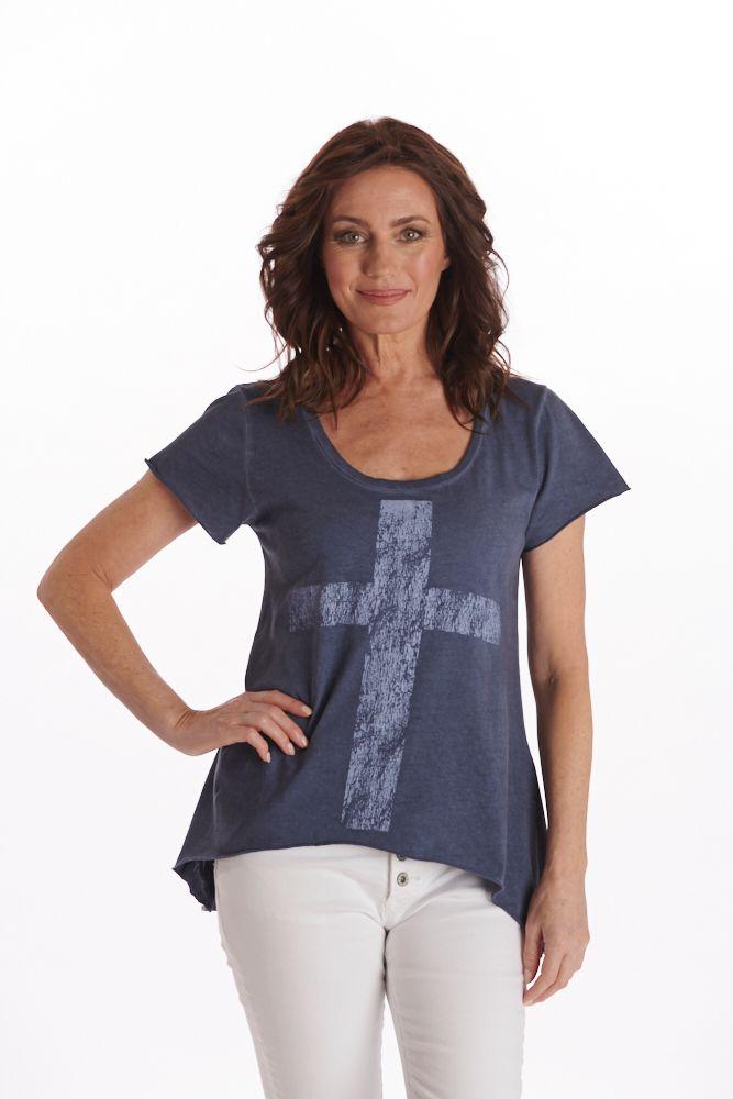 ITALIAN STAR Florence Cross Tee - Ink Tees - Zabecca Living