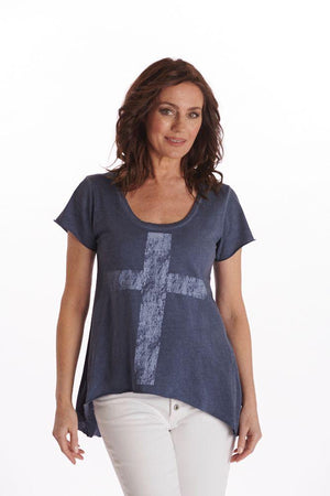 ITALIAN STAR Florence Cross Tee - Ink Tees - Zabecca Living