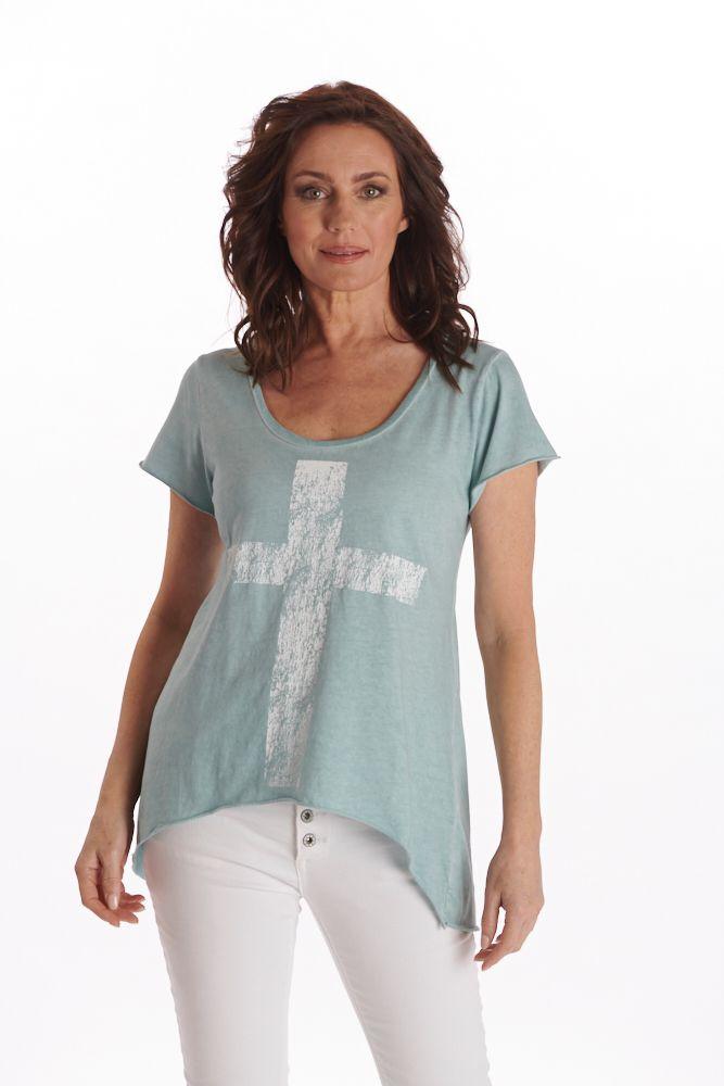 ITALIAN STAR Florence Cross Tee - Sage Tees - Zabecca Living