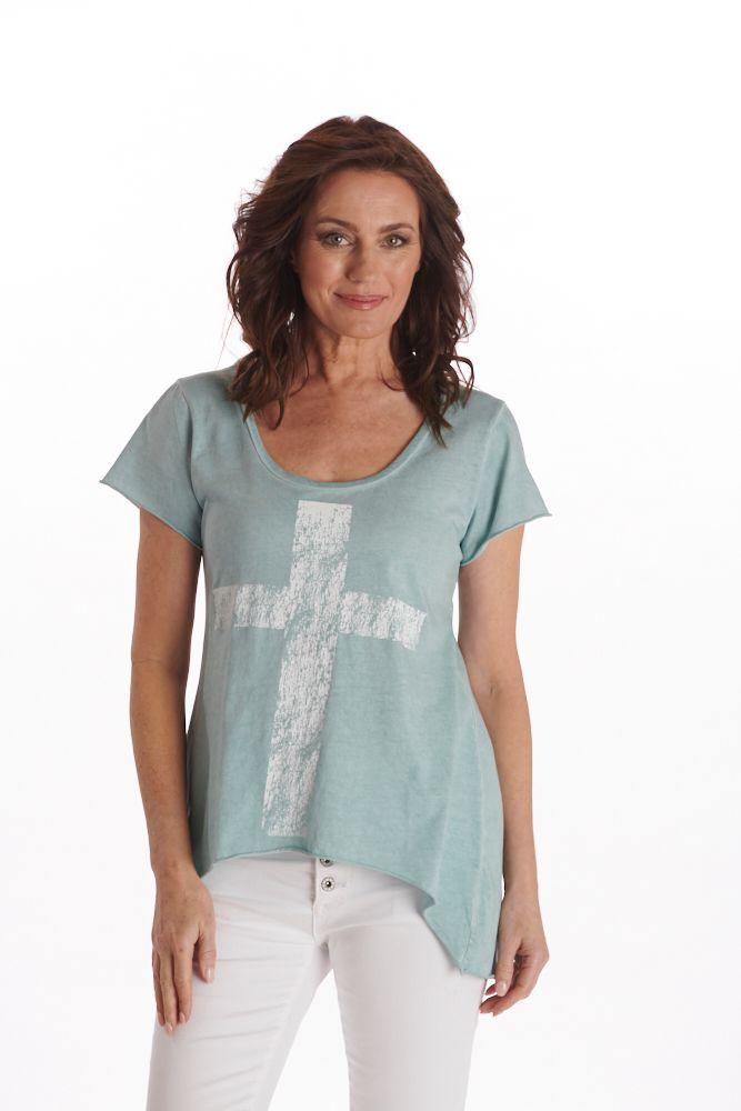 ITALIAN STAR Florence Cross Tee - Sage Tees - Zabecca Living
