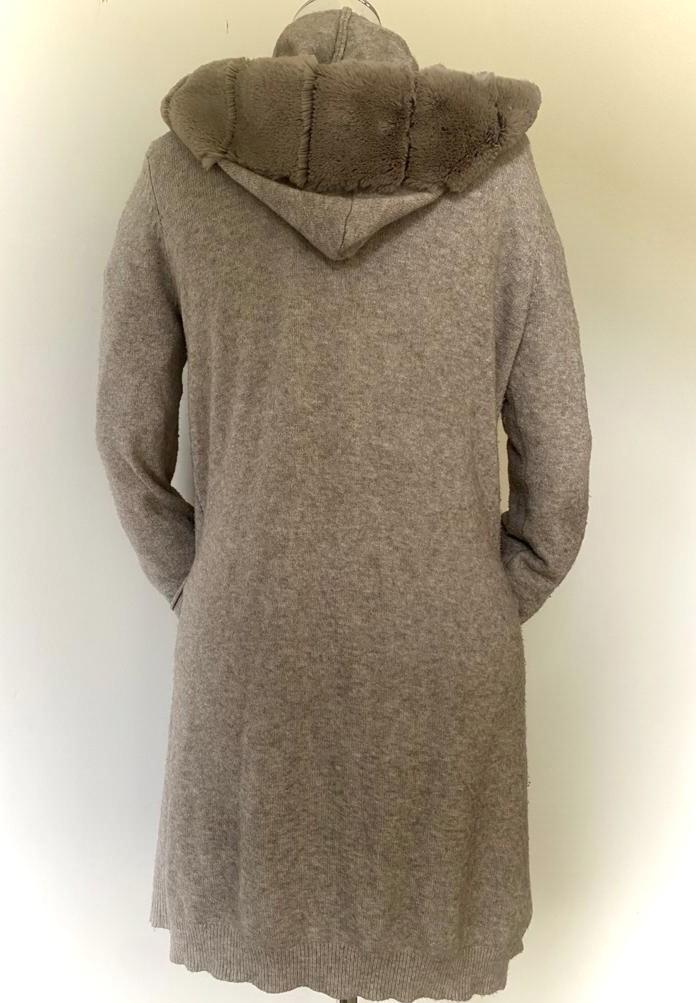 ITALIAN STAR Fur Trim Cardi - Taupe Jumpers + Knitwear - Zabecca Living