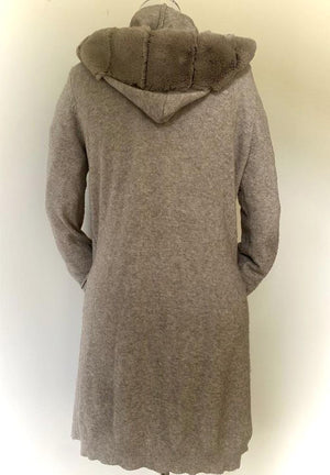 ITALIAN STAR Fur Trim Cardi - Taupe Jumpers + Knitwear - Zabecca Living