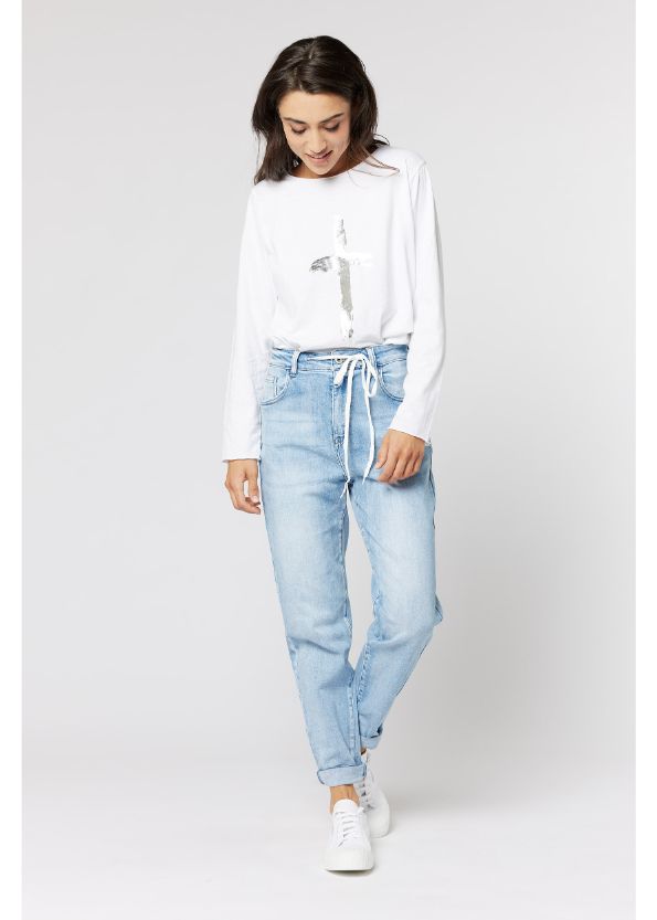 ITALIAN STAR Hot Cross Long Sleeve Tee - Silver Long Sleeve Tees - Zabecca Living