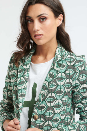 ITALIAN STAR Jacquard Lucille Jacket - Mint Jackets + Coats - Zabecca Living