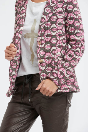 ITALIAN STAR Jacquard Lucille Jacket - Pink Jackets + Coats - Zabecca Living