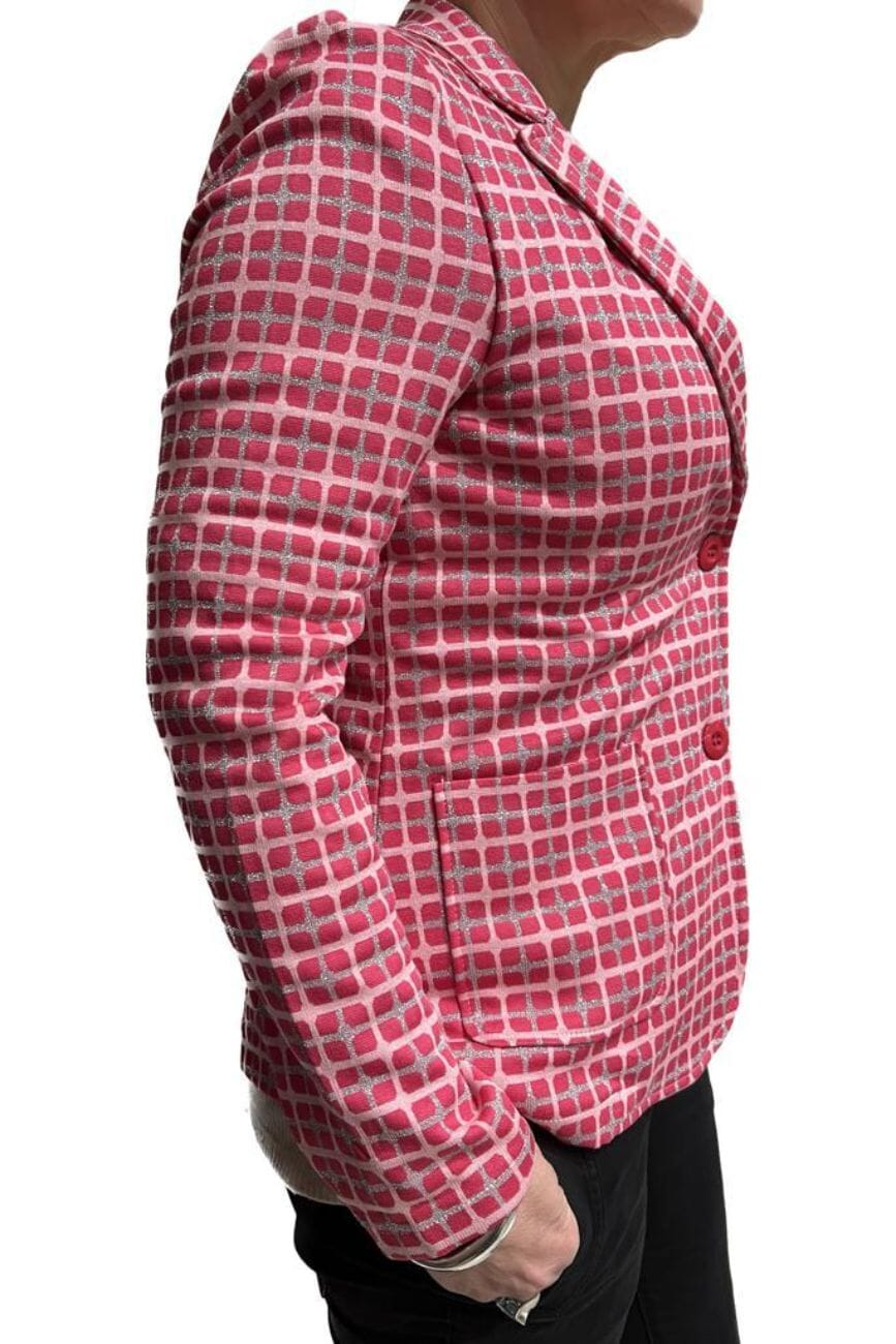 ITALIAN STAR Lucille Jacket - Pink Square Print Jackets + Coats - Zabecca Living