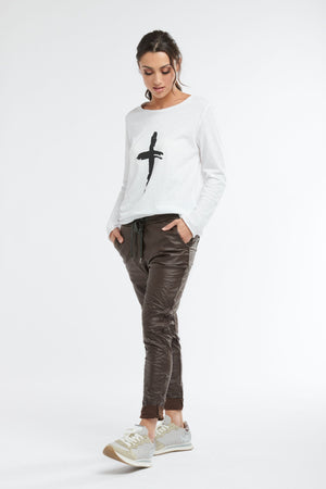 ITALIAN STAR Metallic Pant - Chocolate JOGGER - Zabecca Living