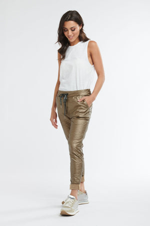 ITALIAN STAR Metallic Pant - Gold JOGGER - Zabecca Living