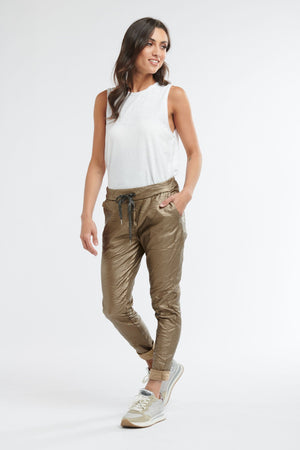 ITALIAN STAR Metallic Pant - Gold JOGGER - Zabecca Living