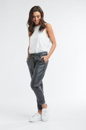 ITALIAN STAR Metallic Pants - Charcoal JOGGER - Zabecca Living