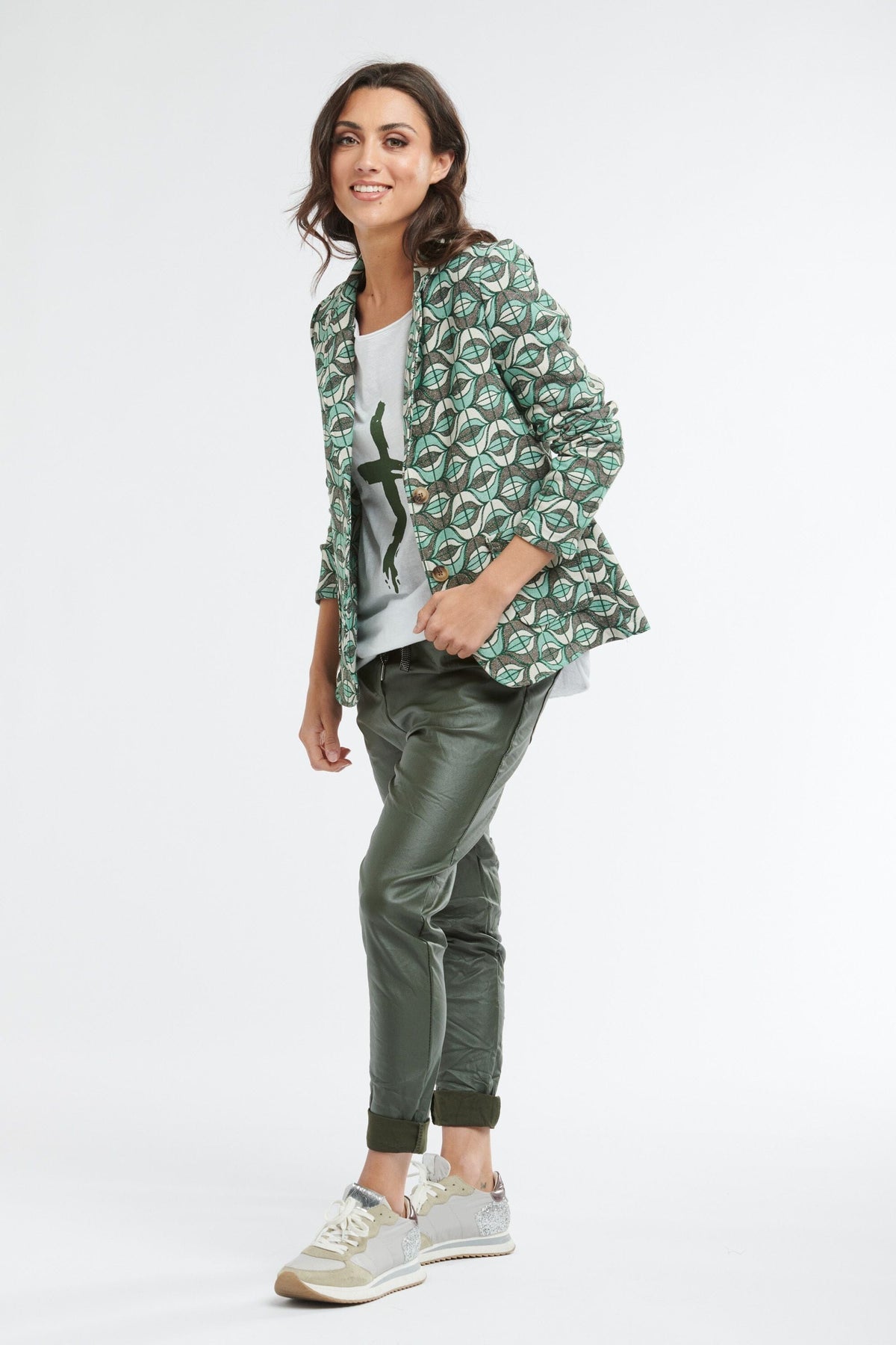 ITALIAN STAR Metallic Pants - Military JOGGER - Zabecca Living