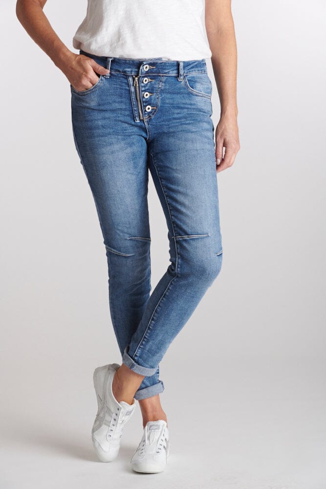 ITALIAN STAR New Classic Button Jeans - Light Wash Denim JEANS - Zabecca Living