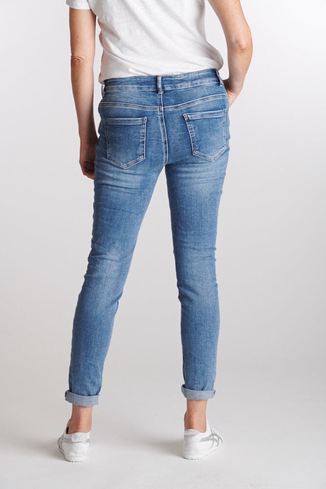 ITALIAN STAR New Classic Button Jeans - Light Wash Denim JEANS - Zabecca Living