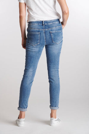 ITALIAN STAR New Classic Button Jeans - Light Wash Denim JEANS - Zabecca Living