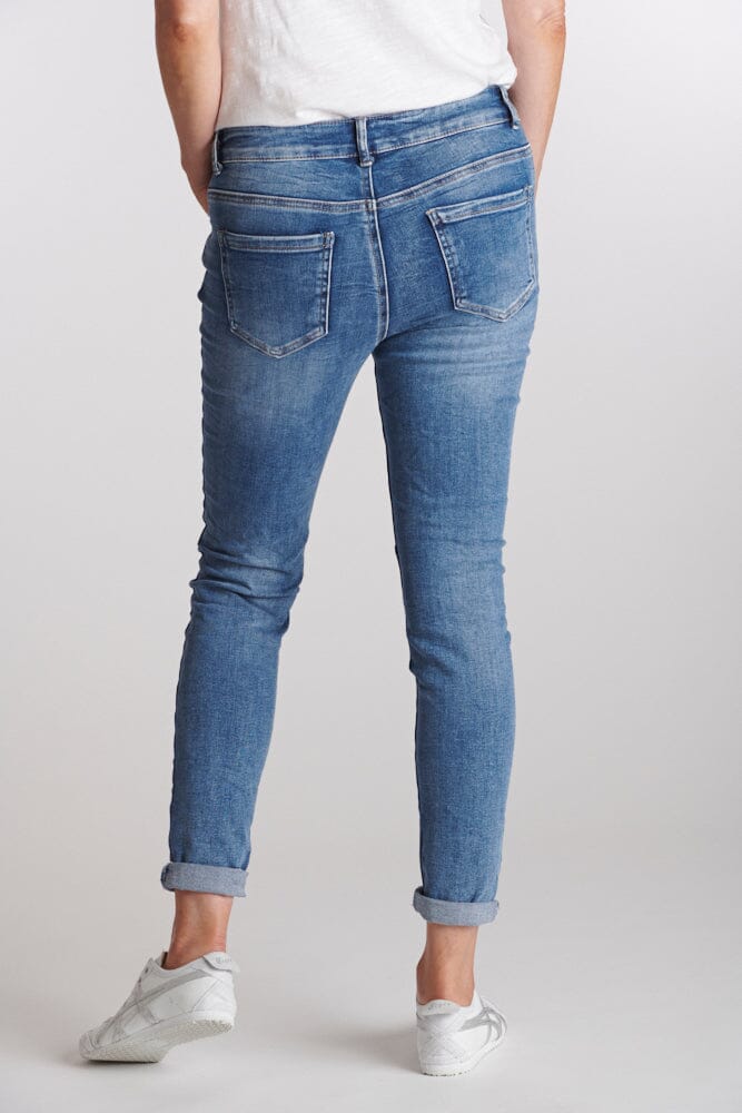 ITALIAN STAR New Classic Button Jeans - Light Wash Denim JEANS - Zabecca Living