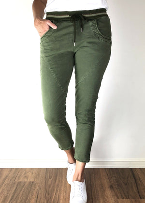 ITALIAN STAR Ralph Jogger Jeans - Khaki JEANS - Zabecca Living