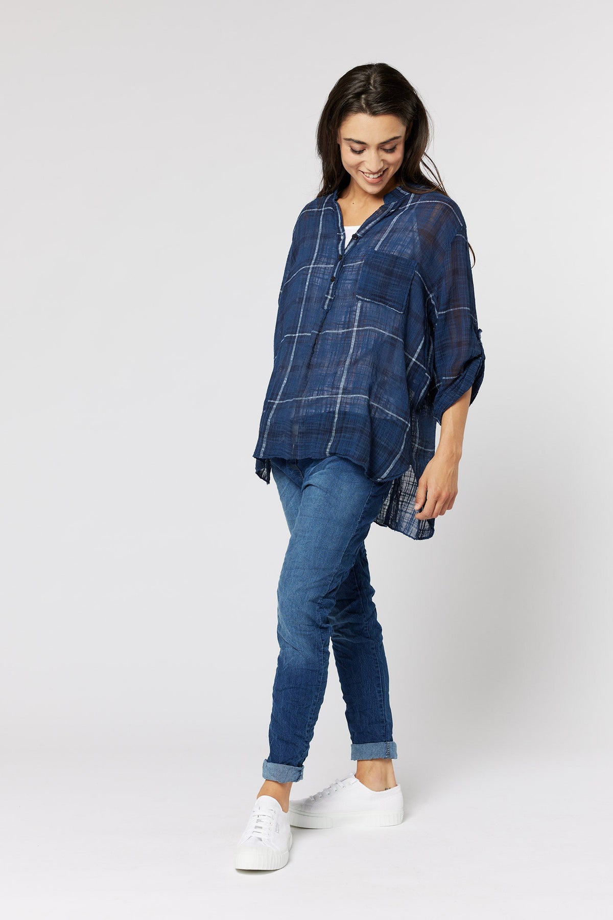 ITALIAN STAR Rodeo Shirt - Navy Shirts & Blouses - Zabecca Living