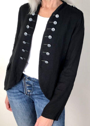 ITALIAN STAR Soldier Linen Jacket - Black Jacket - Zabecca Living