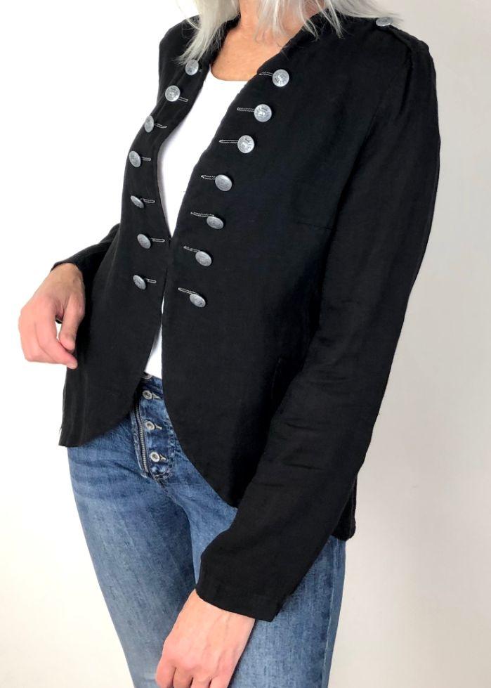 ITALIAN STAR Soldier Linen Jacket - Black Jacket - Zabecca Living
