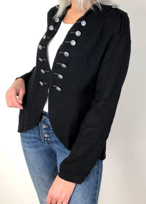 ITALIAN STAR Soldier Linen Jacket - Black Jacket - Zabecca Living