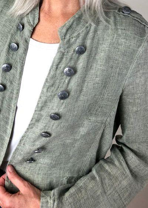 ITALIAN STAR Soldier Linen Jacket - Khaki Jacket - Zabecca Living