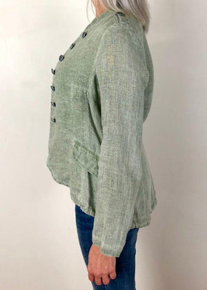 ITALIAN STAR Soldier Linen Jacket - Khaki Jacket - Zabecca Living