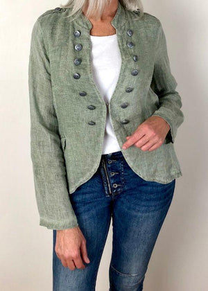 ITALIAN STAR Soldier Linen Jacket - Khaki Jacket - Zabecca Living