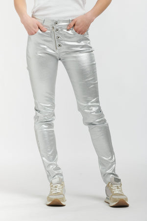 ITALIAN STAR Stevie Jeans - Silver Metallic JEANS - Zabecca Living