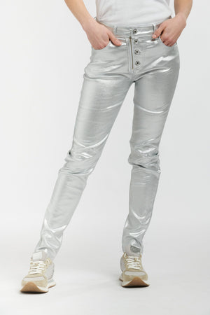 ITALIAN STAR Stevie Jeans - Silver Metallic JEANS - Zabecca Living