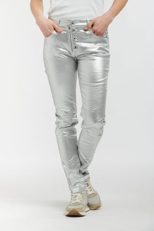ITALIAN STAR Stevie Jeans - Silver Metallic JEANS - Zabecca Living