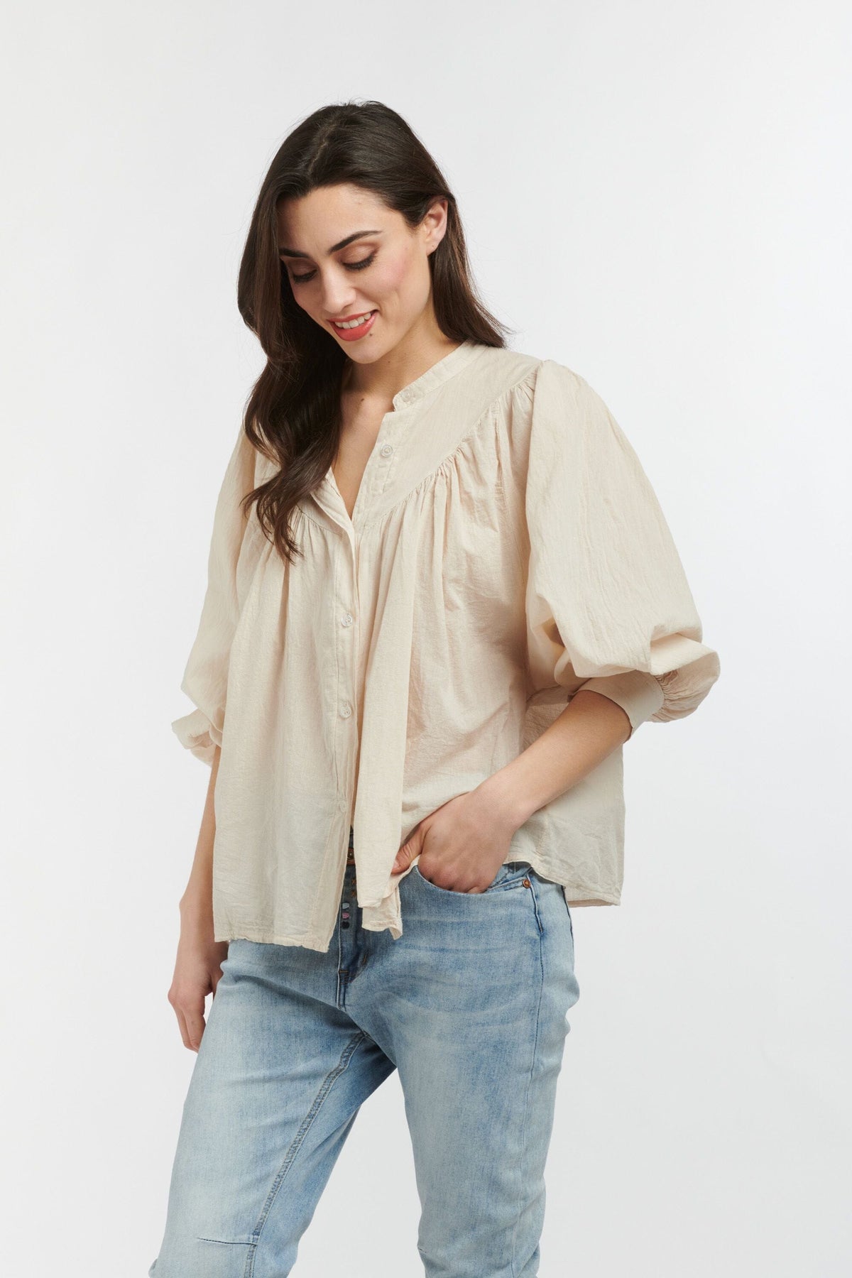 ITALIAN STAR Sybil Blouse - Beige Shirts & Blouses - Zabecca Living
