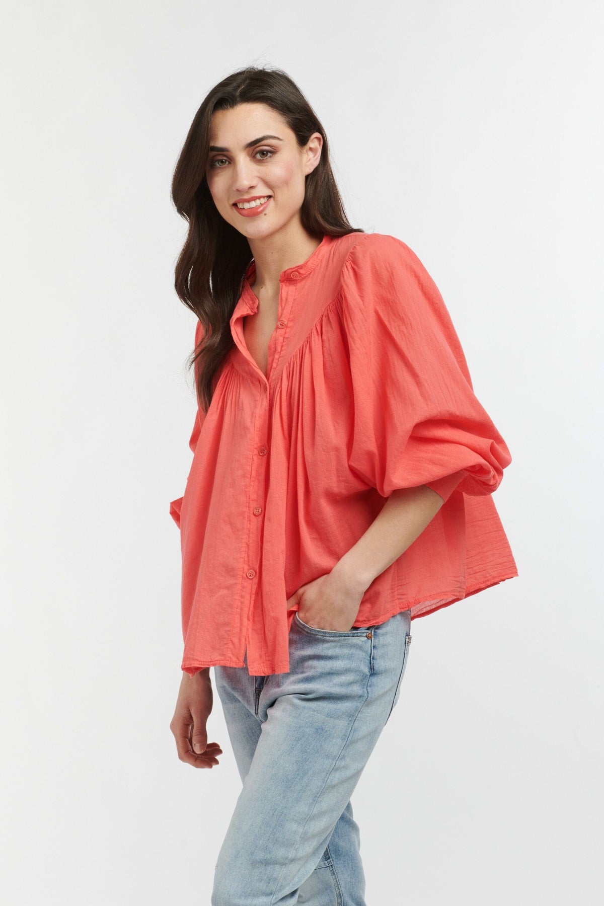 ITALIAN STAR Sybil Blouse - Corallo Shirts & Blouses - Zabecca Living