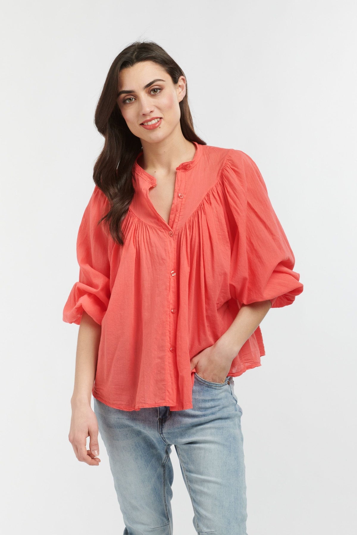 ITALIAN STAR Sybil Blouse - Corallo Shirts & Blouses - Zabecca Living
